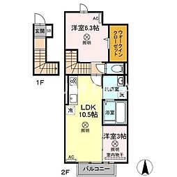 クレールC 2LDKの間取図画像