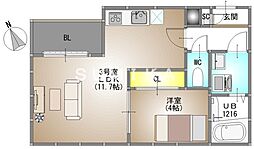 岡山市中区小橋町1丁目アパート 1LDKの間取図画像