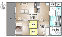 REGALEST U(レガリスト ウー) 2LDKの間取図画像