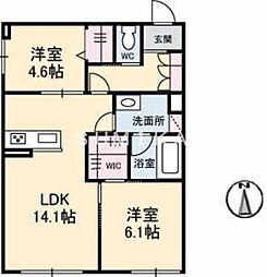 クラリティN 2LDKの間取図画像