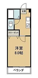 シャンポール1 1Kの間取図画像