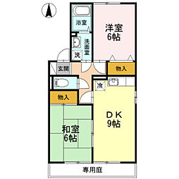 ファミールパレスB 2DKの間取図画像