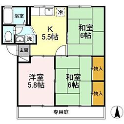 第2プレジール福田 3Kの間取図画像