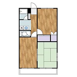 田中コーポ 2DKの間取図画像