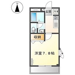 アトランティス 1Kの間取図画像