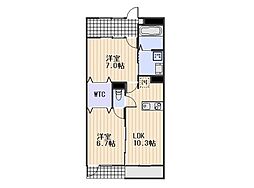 スカイガーデン大安寺 2LDKの間取図画像