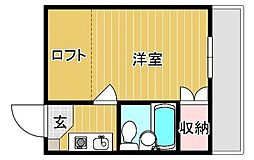 レオパレス神田町B棟 1Kの間取図画像