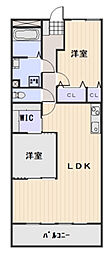 岡山スタービル 2LDKの間取図画像