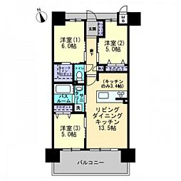 アルファライフ岡大医学部前 3LDKの間取図画像