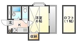 サンシャイン21 1Kの間取図画像