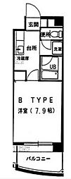 アミスタダイク 1Kの間取図画像