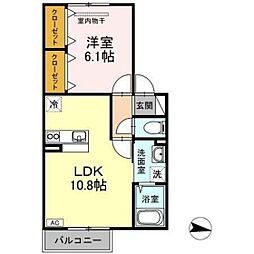 コーポレーヴ倉富 1LDKの間取図画像