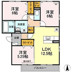 フェリス高柳A 3LDKの間取図画像