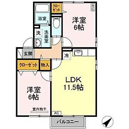 マイルド・フナコシ 2LDKの間取図画像