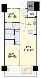 ロイヤルガーデンタワー岡山幸町 2LDKの間取図画像