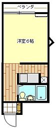 パートナー奥田 ワンルームの間取図画像