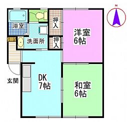 シャンデールF 2DKの間取図画像