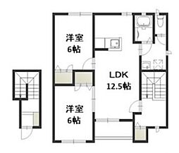 レザンヴェルジェB 2LDKの間取図画像