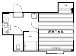 パレスエザクラ 1Kの間取図画像