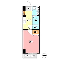 アルバ鹿田 1Kの間取図画像