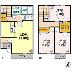 リースランド平福B 3LDKの間取図画像