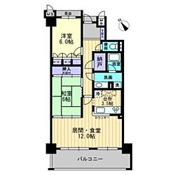 サーパスシティ大供 2LDKの間取図画像