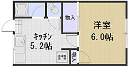 松南ハイツ 1Kの間取図画像