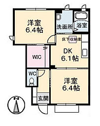 ファミーユドゥアヴニールA 2DKの間取図画像
