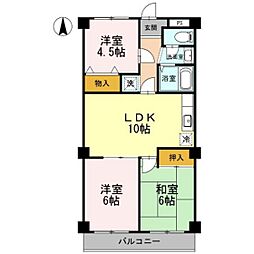 レジデンス板野 3LDKの間取図画像