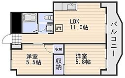 ハイデンス岡山 2LDKの間取図画像