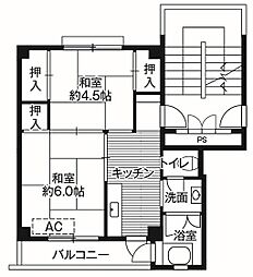 ビレッジハウス邑久2号棟 2Kの間取図画像