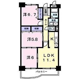 アンソレイエ湊 3LDKの間取図画像