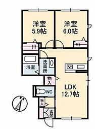 シャーメゾンヒロ 2LDKの間取図画像