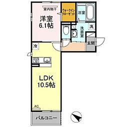 リバーサイド江並 1LDKの間取図画像