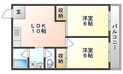 竹野マンション 2LDKの間取図画像