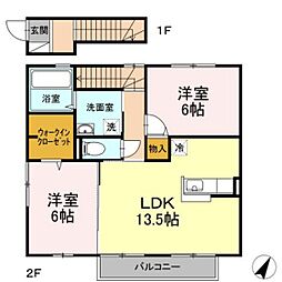 ポルトボヌールB 2LDKの間取図画像