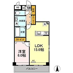 フローラル・コート2 1LDKの間取図画像