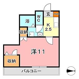 ブールブランシュC 1Kの間取図画像