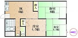 泉田パレスB 3DKの間取図画像