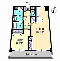 エクセルメゾン岡山 1LDKの間取図画像