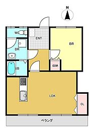 江崎コーポ 1LDKの間取図画像