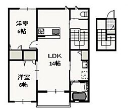 フロイデ万倍E 2LDKの間取図画像