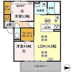 ラ・シャルール 2LDKの間取図画像