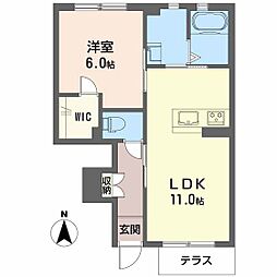 シャーメゾン妹尾 1LDKの間取図画像