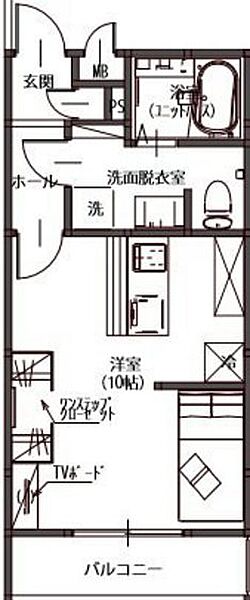 岡山県岡山市中区中島(賃貸アパート1R・1階・25.76㎡)の写真 その2