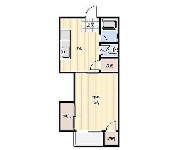 岡山県岡山市中区竹田(賃貸アパート1DK・2階・24.00㎡)の写真 その2