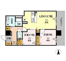 TWIN TOWERS AZUKI  ｜ 岡山県岡山市北区表町3丁目（賃貸マンション2LDK・9階・60.55㎡） その2