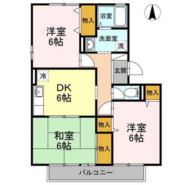 岡山県岡山市中区湊(賃貸アパート3DK・2階・58.96㎡)の写真 その2