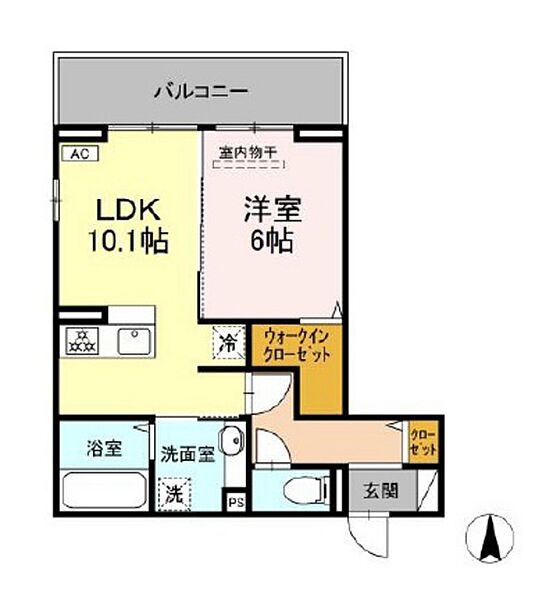 岡山県岡山市北区平田(賃貸アパート1LDK・2階・43.66㎡)の写真 その2