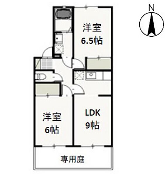 岡山県岡山市中区関(賃貸アパート2LDK・1階・49.68㎡)の写真 その2